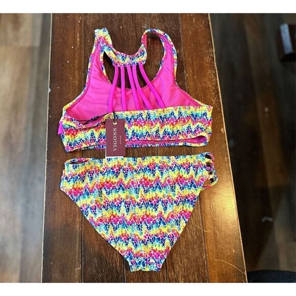 VIGOSS Girls' Big Wild Thing Two Piece Double Flounce Swimsuit - Picture 2 of 6